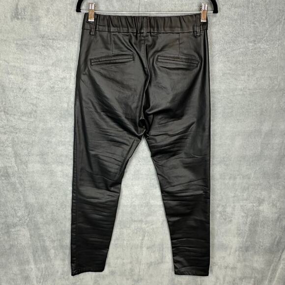 Bevy Flog Pants Womens 28 Black Vegan Leather Coated Pullon Pockets Quiet Luxury - Picture 6 of 13